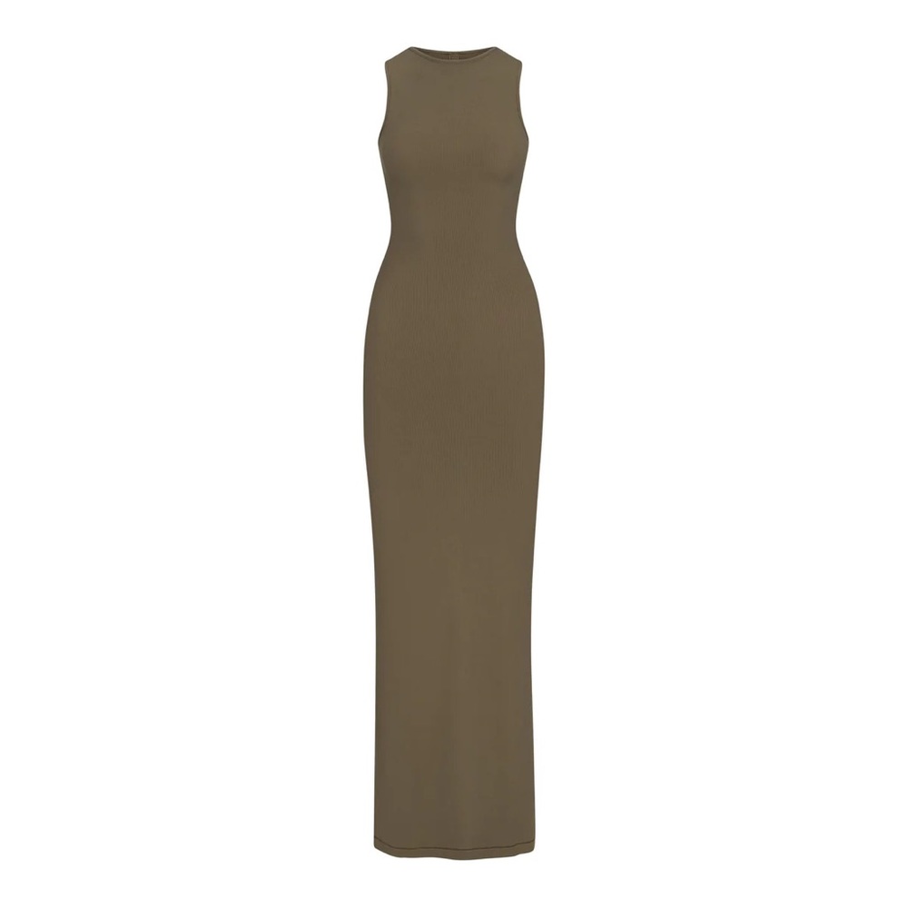 SKIMS SOFT LOUNGE SLEEVELESS LONG DRESS XXS Army